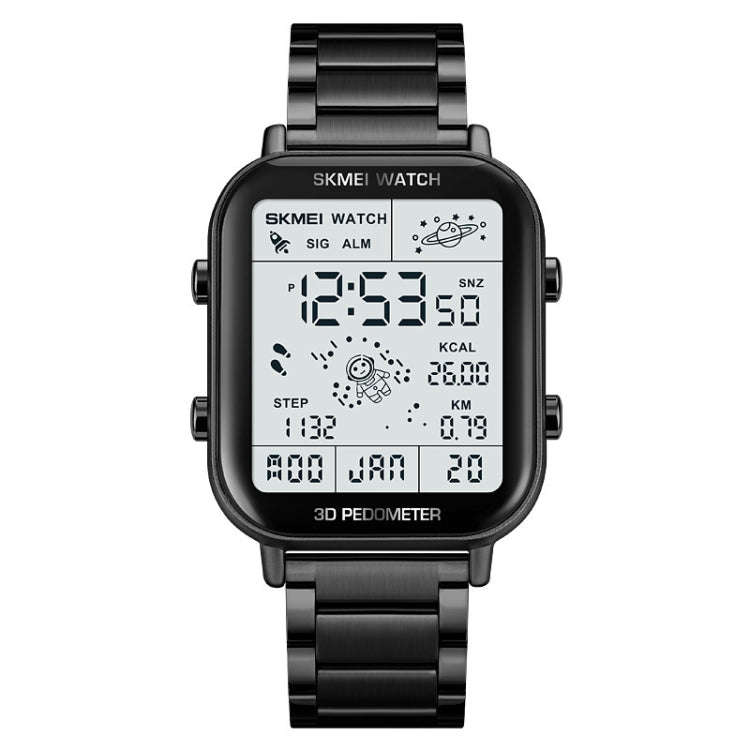 SKMEI 1888 Multifunctional Men 30M Waterproof Sports Stainless Steel Digital Wrist Watch(Black)