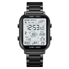 SKMEI 1888 Multifunctional Men 30M Waterproof Sports Stainless Steel Digital Wrist Watch(Black)