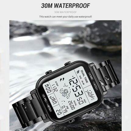 SKMEI 1888 Multifunctional Men 30M Waterproof Sports Stainless Steel Digital Wrist Watch(Black)
