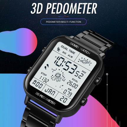 SKMEI 1888 Multifunctional Men 30M Waterproof Sports Stainless Steel Digital Wrist Watch(Black)