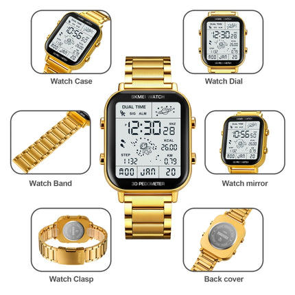 SKMEI 1888 Multifunctional Men 30M Waterproof Sports Stainless Steel Digital Wrist Watch(Black)