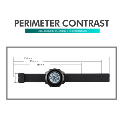 Skmei 1540 Fashion Outdoor Sports Large Dial Student Watch Multi Function Waterproof Mens Electronic Watch(Black White)
