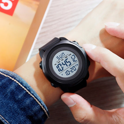 Skmei 1540 Fashion Outdoor Sports Large Dial Student Watch Multi Function Waterproof Mens Electronic Watch(Black White)