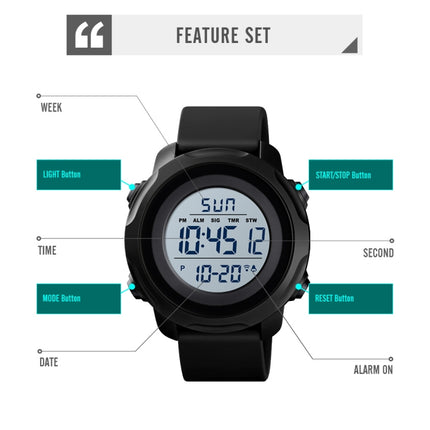 Skmei 1540 Fashion Outdoor Sports Large Dial Student Watch Multi Function Waterproof Mens Electronic Watch(Blue)