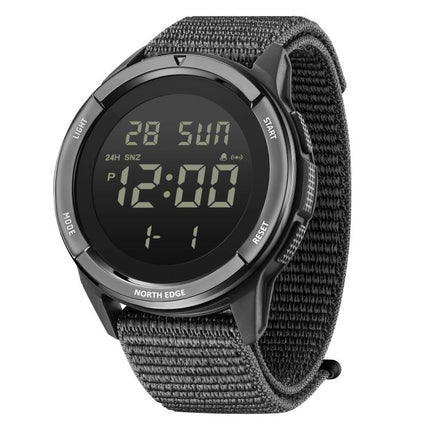 NORTH EDGE TERRAX Outdoor Luminous Waterproof Men Multifunctional Nylon Strap Sports Watch(Black)
