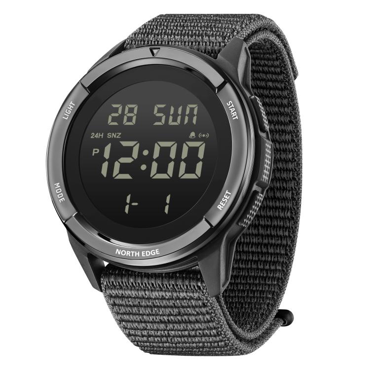 NORTH EDGE TERRAX Outdoor Luminous Waterproof Men Multifunctional Nylon Strap Sports Watch(Black)