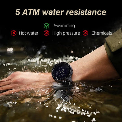 NORTH EDGE TERRAX Outdoor Luminous Waterproof Men Multifunctional Nylon Strap Sports Watch(Black)