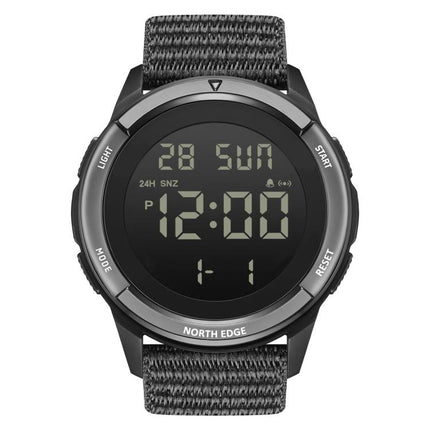 NORTH EDGE TERRAX Outdoor Luminous Waterproof Men Multifunctional Nylon Strap Sports Watch(Black)