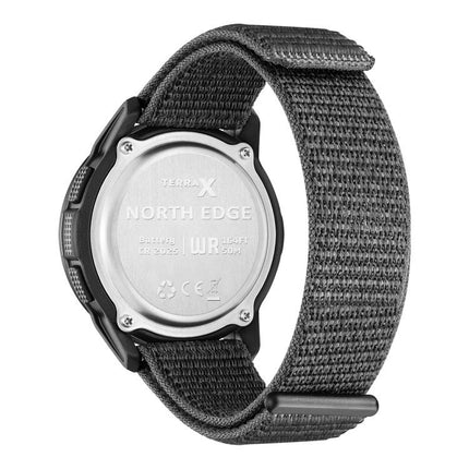NORTH EDGE TERRAX Outdoor Luminous Waterproof Men Multifunctional Nylon Strap Sports Watch(Black)