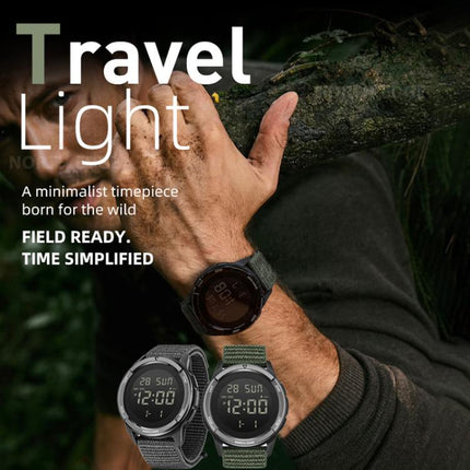 NORTH EDGE TERRAX Outdoor Luminous Waterproof Men Multifunctional Nylon Strap Sports Watch(Black)