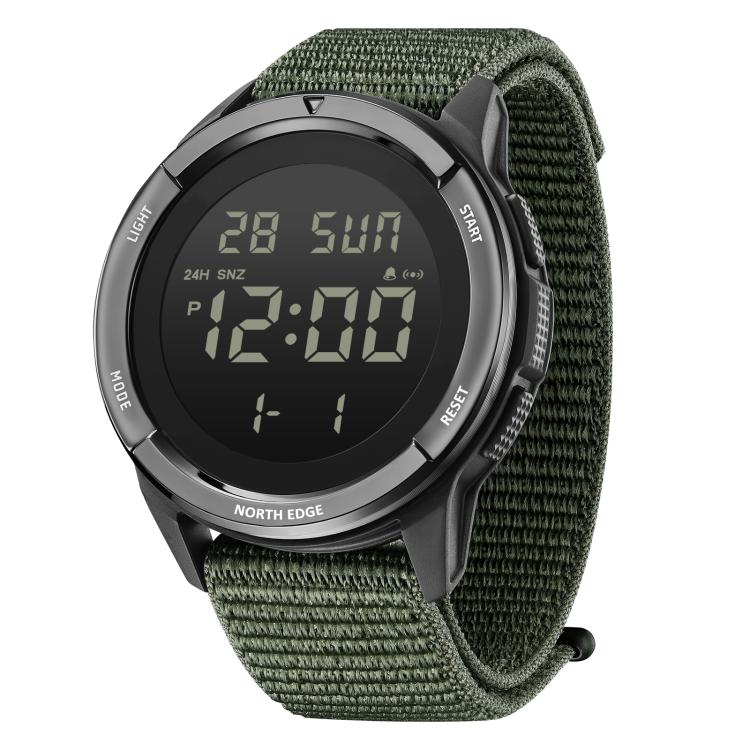 NORTH EDGE TERRAX Outdoor Luminous Waterproof Men Multifunctional Nylon Strap Sports Watch(Green)