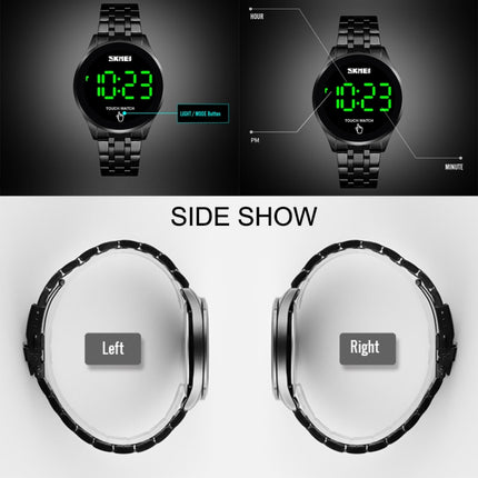 SKMEI 1579 Simple Touch Screen LED Luminous Stainless Steel Electronic Watch, Color: Black