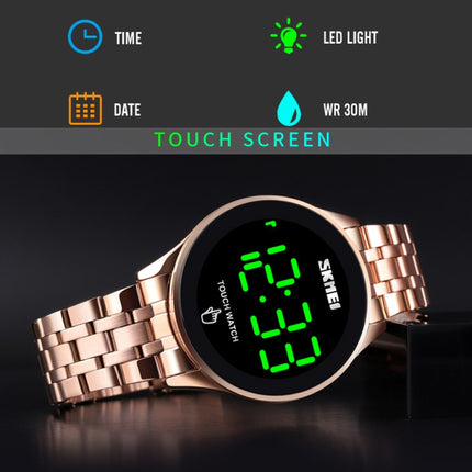 SKMEI 1579 Simple Touch Screen LED Luminous Stainless Steel Electronic Watch, Color: Black