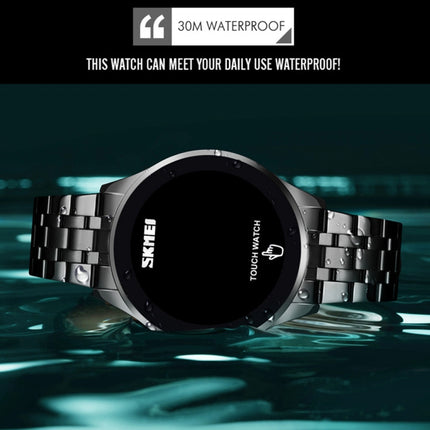 SKMEI 1579 Simple Touch Screen LED Luminous Stainless Steel Electronic Watch, Color: Black