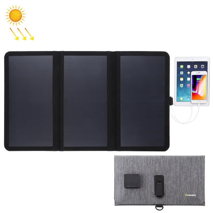 HAWEEL-21W-Ultrathin-3-Fold-Foldable-5V-/-3A-Solar-Panel-Charger-with-Dual-USB-Ports,-Support-QC3.0-and-AFC(Black)