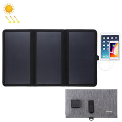 HAWEEL 21W Ultrathin 3 Fold Foldable 5V / 3A Solar Panel Charger with Dual USB Ports, Support QC3.0 and AFC(Black)