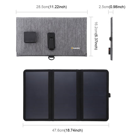 HAWEEL-21W-Ultrathin-3-Fold-Foldable-5V-/-3A-Solar-Panel-Charger-with-Dual-USB-Ports,-Support-QC3.0-and-AFC(Black)