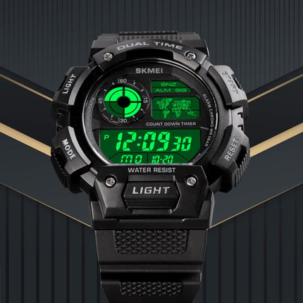 SKMEI 1723 Dual Time LED Digital Display Timing Luminous Electronic Watch(Black)