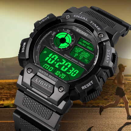 SKMEI 1723 Dual Time LED Digital Display Timing Luminous Electronic Watch(Black)