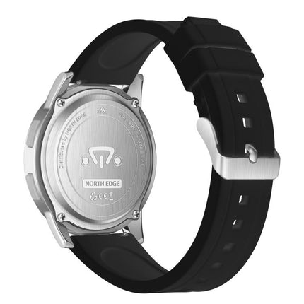 NORTH EDGE APOLLO Outdoor Waterproof Men Multi Function Silicone Strap Smart Sports Watch(Black Silver)