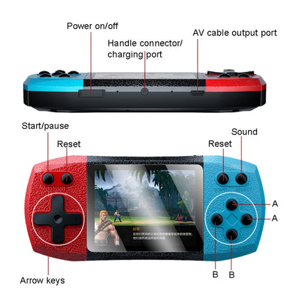 F1-3-Inch-Horizontal-Screen-620-In-1-Large-Screen-Pocket-Console,-Style:-Double-Player-Red-Blue