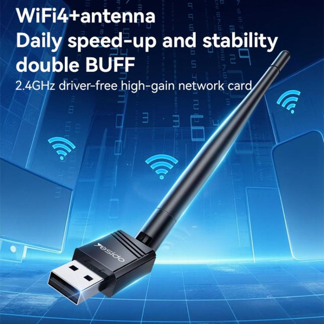 Yesido-WP11-WiFi4-Wireless-Dongle-150Mbps-High-Speed-USB-Adapter-with-External-Antenna(Black)