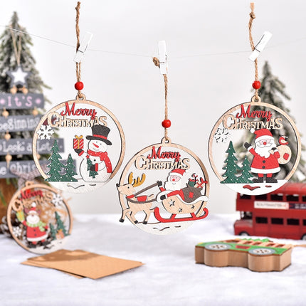Christmas Day Decoration Hollow Wooden Pendant, Style: Gift Santa Claus