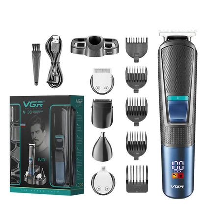 VGR-V-108-10-in-1-Digital-Display-Electric-Hair-Clipper-Men-Care-Kit(Black)