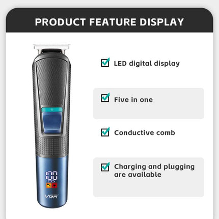 VGR-V-108-10-in-1-Digital-Display-Electric-Hair-Clipper-Men-Care-Kit(Black)