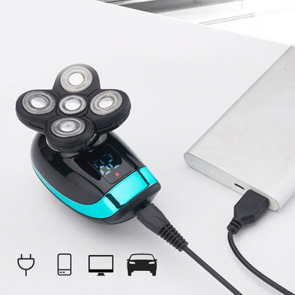 Electric-Shaver-Rechargeable-Razor-Intelligent-Digital-Display-Bald-Hair-Clipper,Style:-Blue