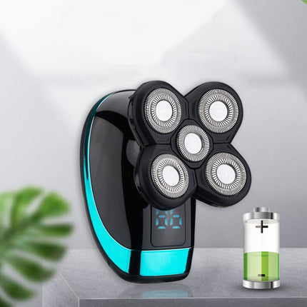 Electric-Shaver-Rechargeable-Razor-Intelligent-Digital-Display-Bald-Hair-Clipper,Style:-Blue