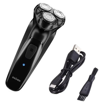 Original-Xiaomi-ENCHEN-Water-Proof-Triple-Rotary-Double-Ring-Blade-Shaving-Head-Electric-Rechargeable-Shaver-For-Men(Black)