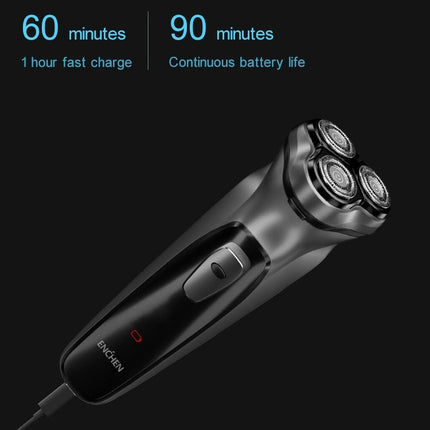 Original-Xiaomi-ENCHEN-Water-Proof-Triple-Rotary-Double-Ring-Blade-Shaving-Head-Electric-Rechargeable-Shaver-For-Men(Black)