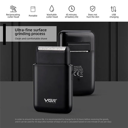 VGR V 390 5W USB Portable Reciprocating Electric Shaver (Green)