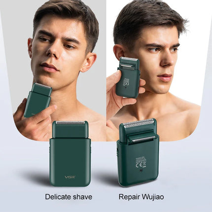 VGR V 390 5W USB Portable Reciprocating Electric Shaver (Green)