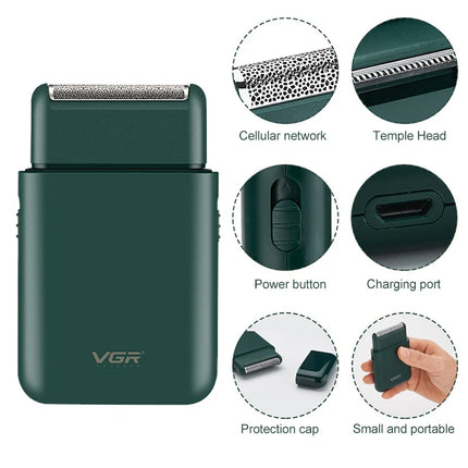 VGR V 390 5W USB Portable Reciprocating Electric Shaver (Green)