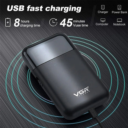 VGR V 390 5W USB Portable Reciprocating Electric Shaver (Green)