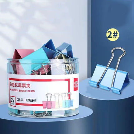 Deli--24pcs-/Box-41mm-Long-Tail-Ticket-Clip-Metal-Dovetail-Clip,-Spec:-8552ES-Colorful-