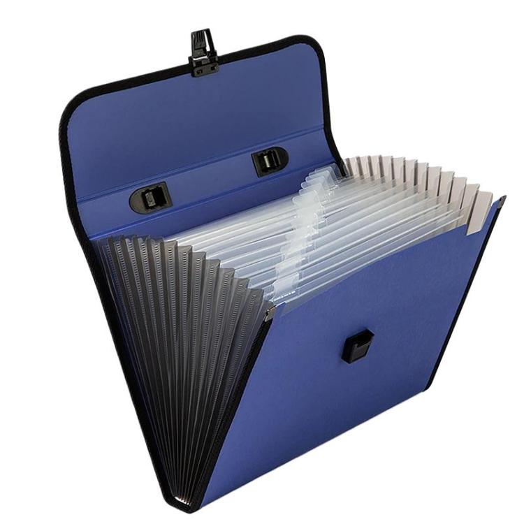 Deli 5232 A4 Accordion Bag Office Handbag 13 Compartment Folder Document Storage Bag(Blue)