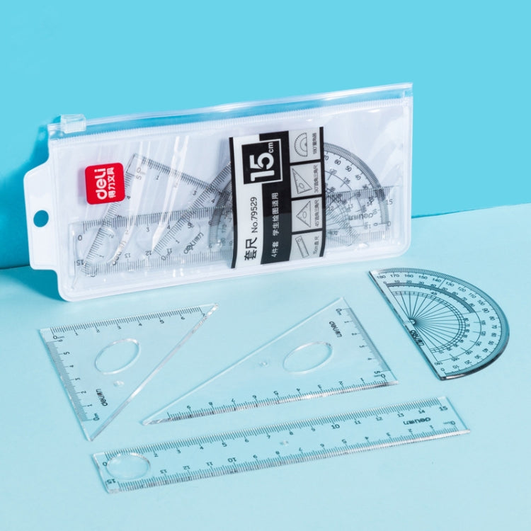 Deli 4 in 1 Ruler Set for Students Ruler Stationery Set, Model:79529