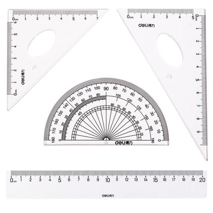 Deli 4 in 1 Ruler Set for Students Ruler Stationery Set, Model:79529