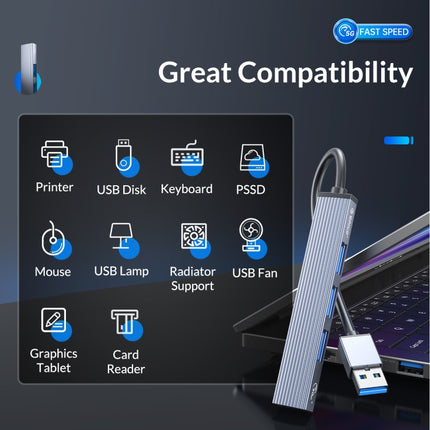 ORICO AH A13 USB 3.0 x 1 + USB 2.0 x 3 to USB 3.0 HUB Adapter(Space-Gray)