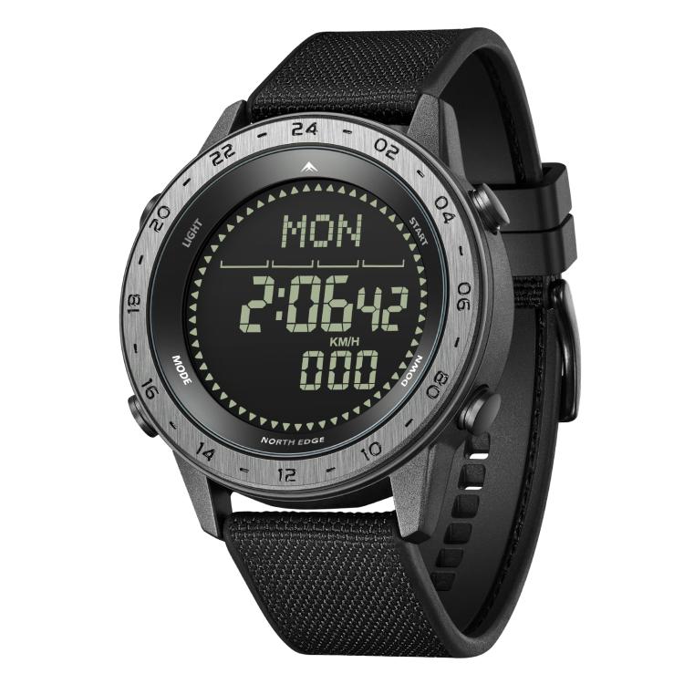 NORTH EDGE TANK 3 Outdoor Waterproof Men Sports Watch Support Pedometer and Compass(Black)