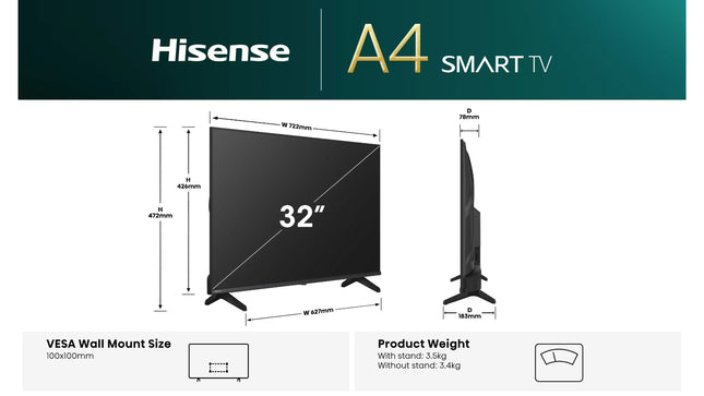 Hisense 32-inch A4QAU HD Smart TV 2025