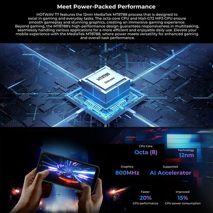 HOTWAV T7 Rugged Phone, 4GB+128GB, 6280mAh, 6.52 inch Android 13 MT8788 Octa Core, Network: 4G, OTG(All Black)