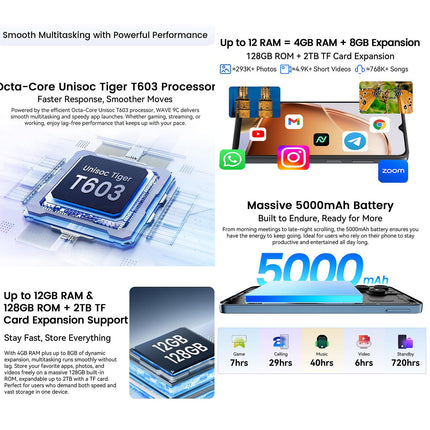Blackview WAVE 9C, 4GB+128GB, 6.56 inch Android 15 Unisoc T603 SC9863A Octa Core, Network: 4G, OTG (Blue)