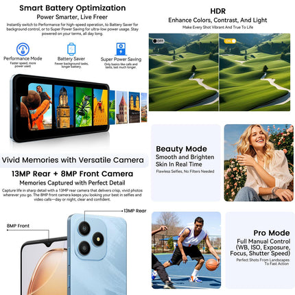 Blackview WAVE 9C, 4GB+128GB, 6.56 inch Android 15 Unisoc T603 SC9863A Octa Core, Network: 4G, OTG (Blue)