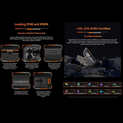 Blackview Oscal Marine 2, 8GB+128GB, 6.56 inch Android 15 Unisoc UMS9230E T615 Octa Core, Network: 4G, OTG, NFC (Orange)