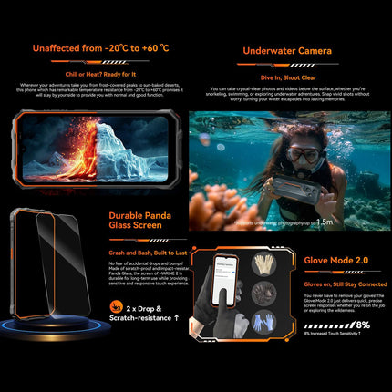 Blackview Oscal Marine 2, 8GB+128GB, 6.56 inch Android 15 Unisoc UMS9230E T615 Octa Core, Network: 4G, OTG, NFC (Orange)