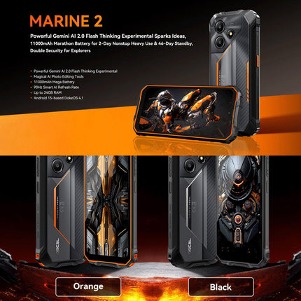Blackview Oscal Marine 2, 8GB+128GB, 6.56 inch Android 15 Unisoc UMS9230E T615 Octa Core, Network: 4G, OTG, NFC (Orange)